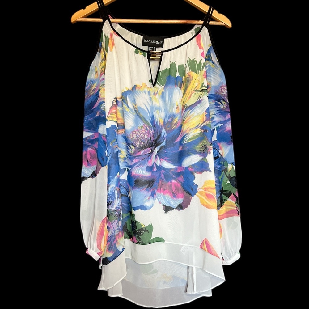 🌸 Frank Lyman Floral Chiffon Top – Size 8 – NWOT 🌸
